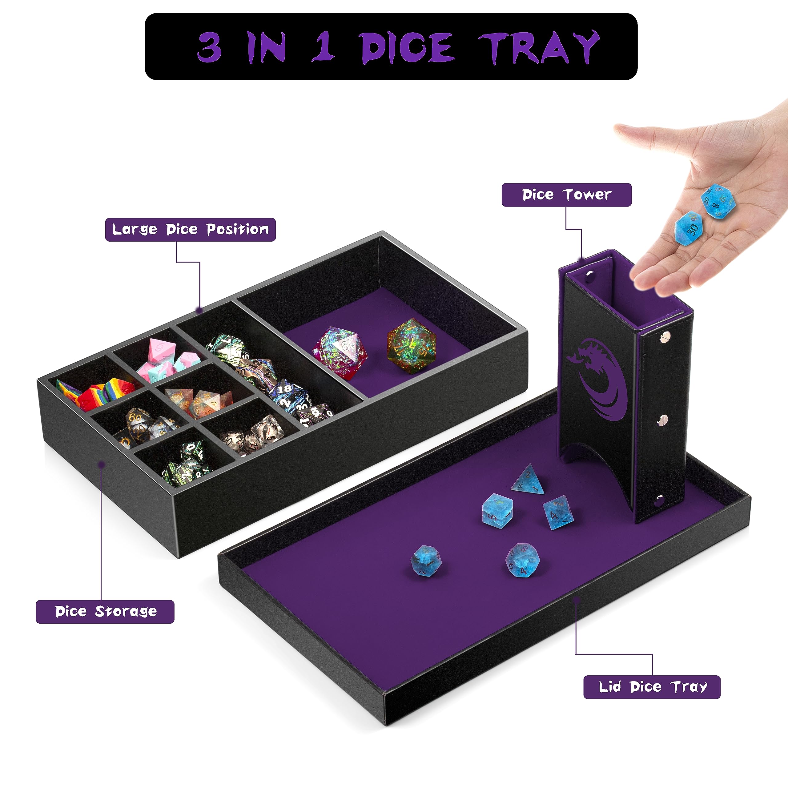 Dnd Dice Tower Tray With Spiral Staircase For Board Games Storage Dice Craps Rpg Tabletop Game - View #3