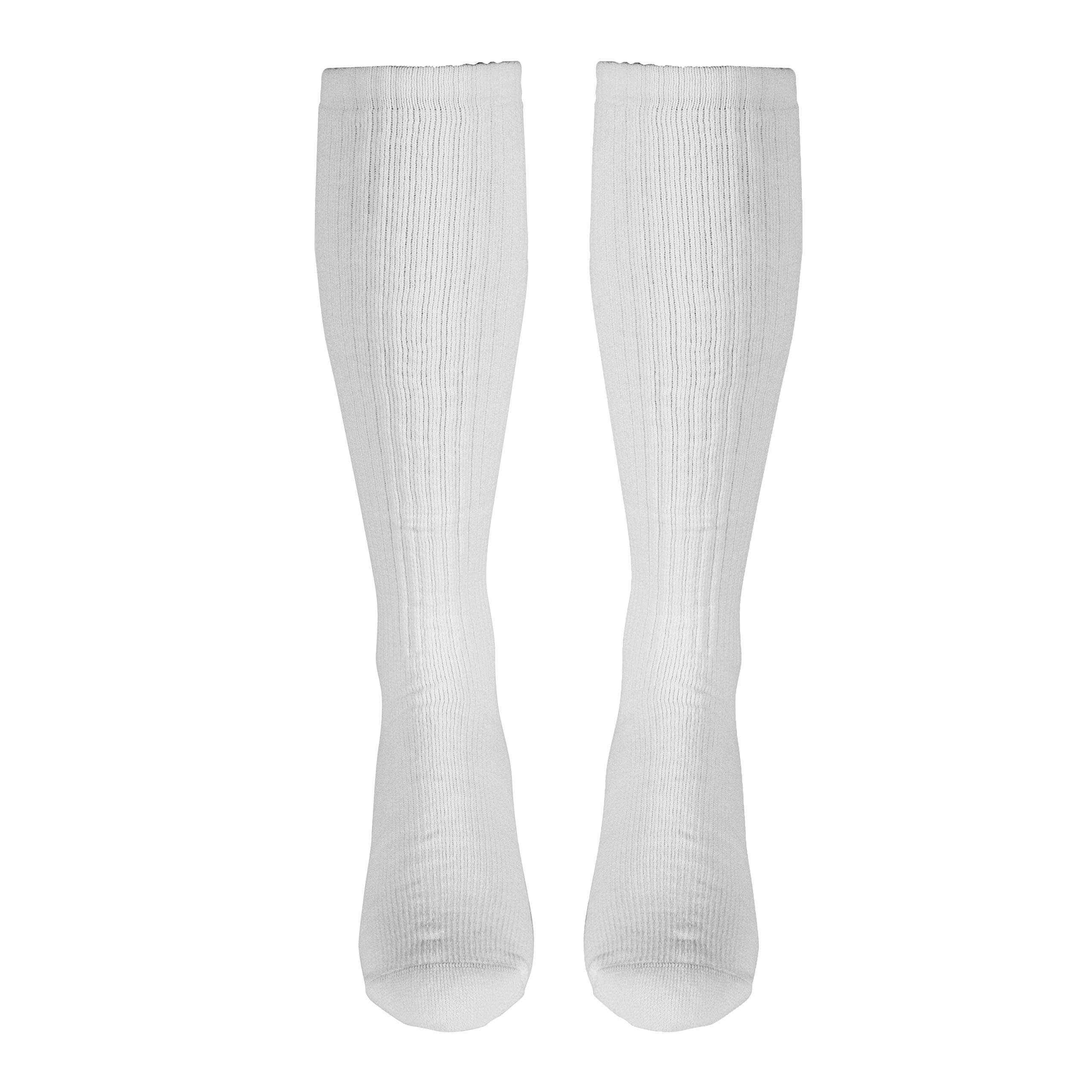 Truform Diabetic Compression Socks for Men and Women, 8-15 mmHg Knee High Over Calf Length, White, Medium