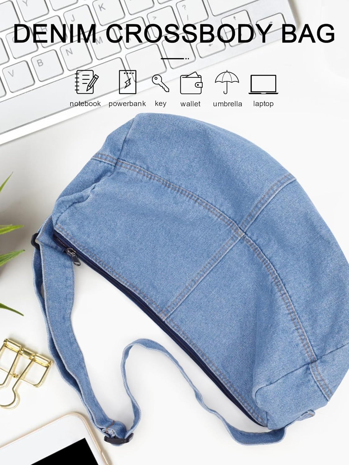 TeeYee Women Tote Bag Crossbody Crescent Bag Fashion Canvas Hobo Shopper with Zipper Pockets for Work Travel