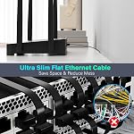 Adoreen Cat 6 Flat Ethernet Cable 1 Ft/10 Pack, High-Speed Internet Network Cable with Low Profile&Compact RJ45 Connector, Thin Slim Flexible Short Patch Cord, 10Gbps, POE for Cat6 Cat 5e 5, Black