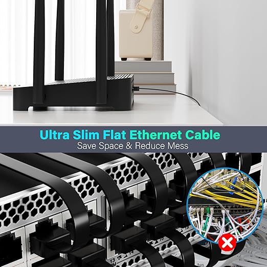 Cable Ethernet Plano Cat6 1 Pieza 10 Pack Negro Adoreen 1 Pie miniatura 3