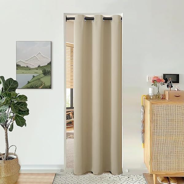 BGment Beige Door Curtain 80 Inch Length for Doorway, Bedroom Closet Curtain…