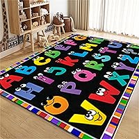 Vista 1 de Alfombra de área para niños, personajes ingleses, ABC y símbolos matemáticos, alfombras de aprendizaje, preciosas alfombras plegables negras de gran