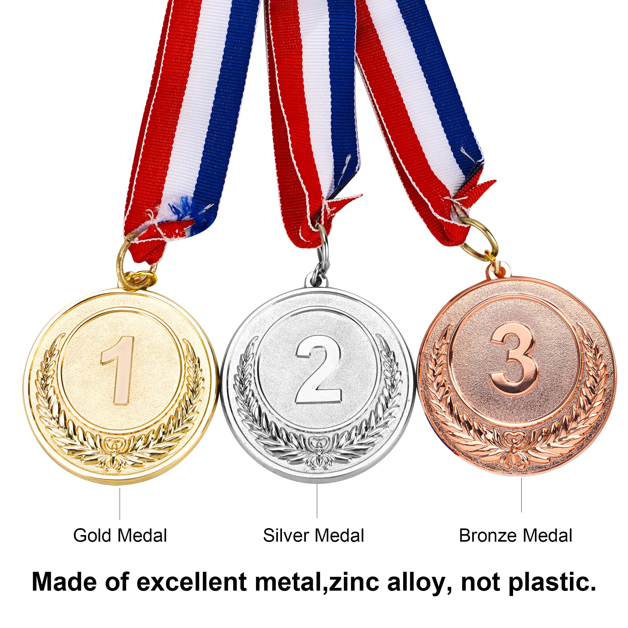 strongzhuo 3pcs Gold Silver Bronze Award Medals with Ribbon Winner Awards Olympic Style for Sports Meeting Sports Events