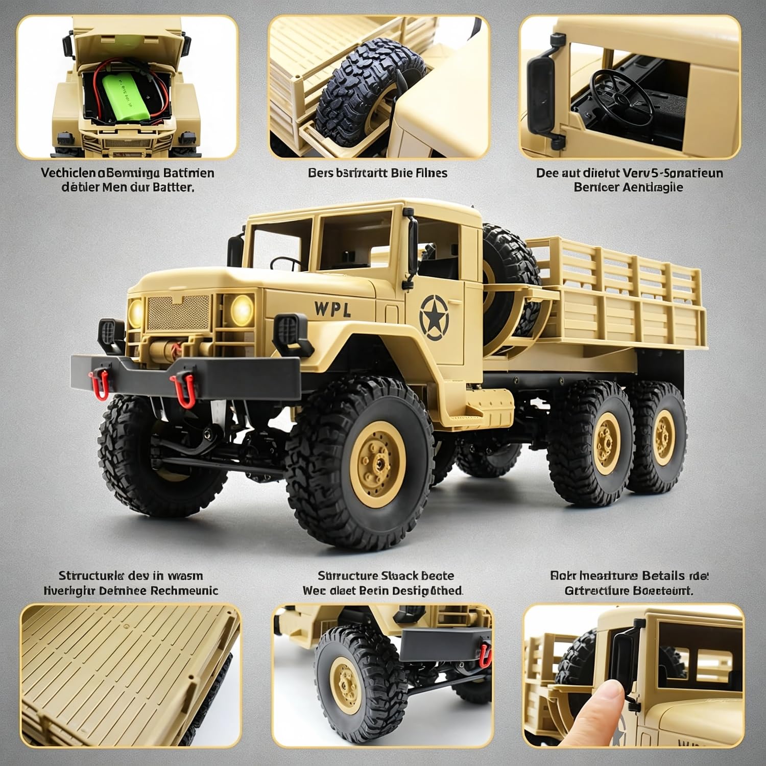 2.4G 6WD Ferngesteuerter Militär Offroad LKW für Kinder und Erwachsene