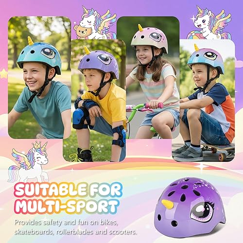 Miniatura 45 de Casco de bicicleta para niños pequeños, ajustable y multideportivo para niños y niñas, 2 tamaños