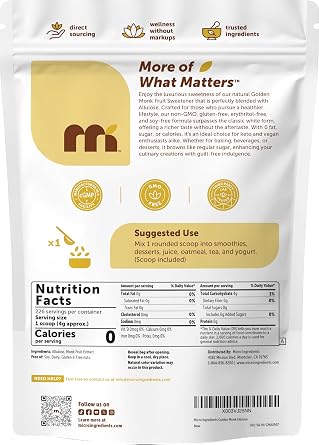 Micro Ingredients Golden Monk Fruit Sweetener with Allulose, 2 lbs | 1:1 Brown Sugar Substitute, No Erythritol, No Aftertaste | Zero Calorie Sugar Alternative for Baking, Coffee & Tea | Keto, Vegan, Non-GMO