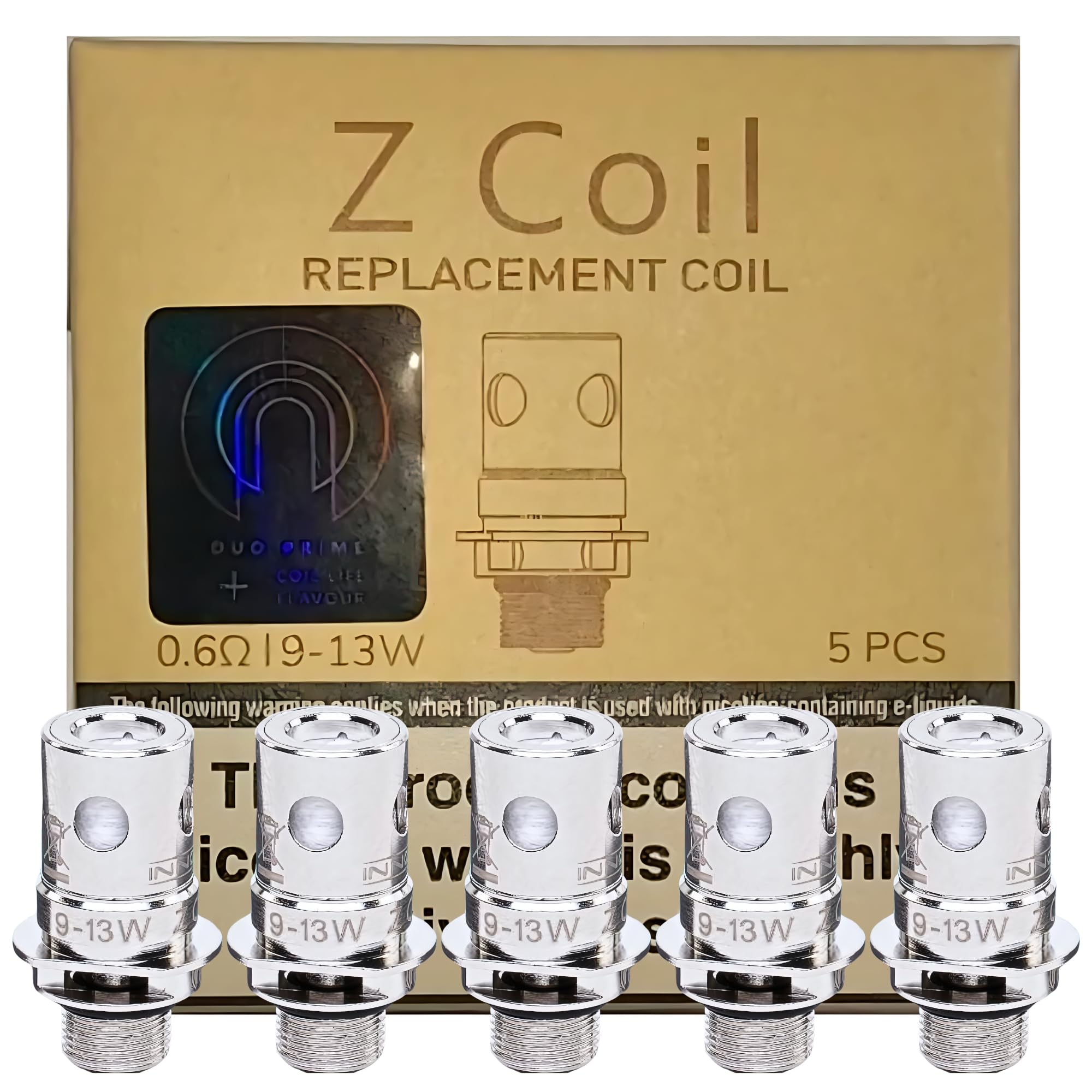 INNOKIN Zenith Z Coils for Zlide Tank, Go Z, Zenith Tank 2, Zenith d22, Zenith Pro, Coolfire Z50 Zlide Kit, Coolfire Z60 kit, Adept Zlide Kit, Kroma Z Kit - 5 Pack - No Nicotine (Duo Prime 0.6ohm)