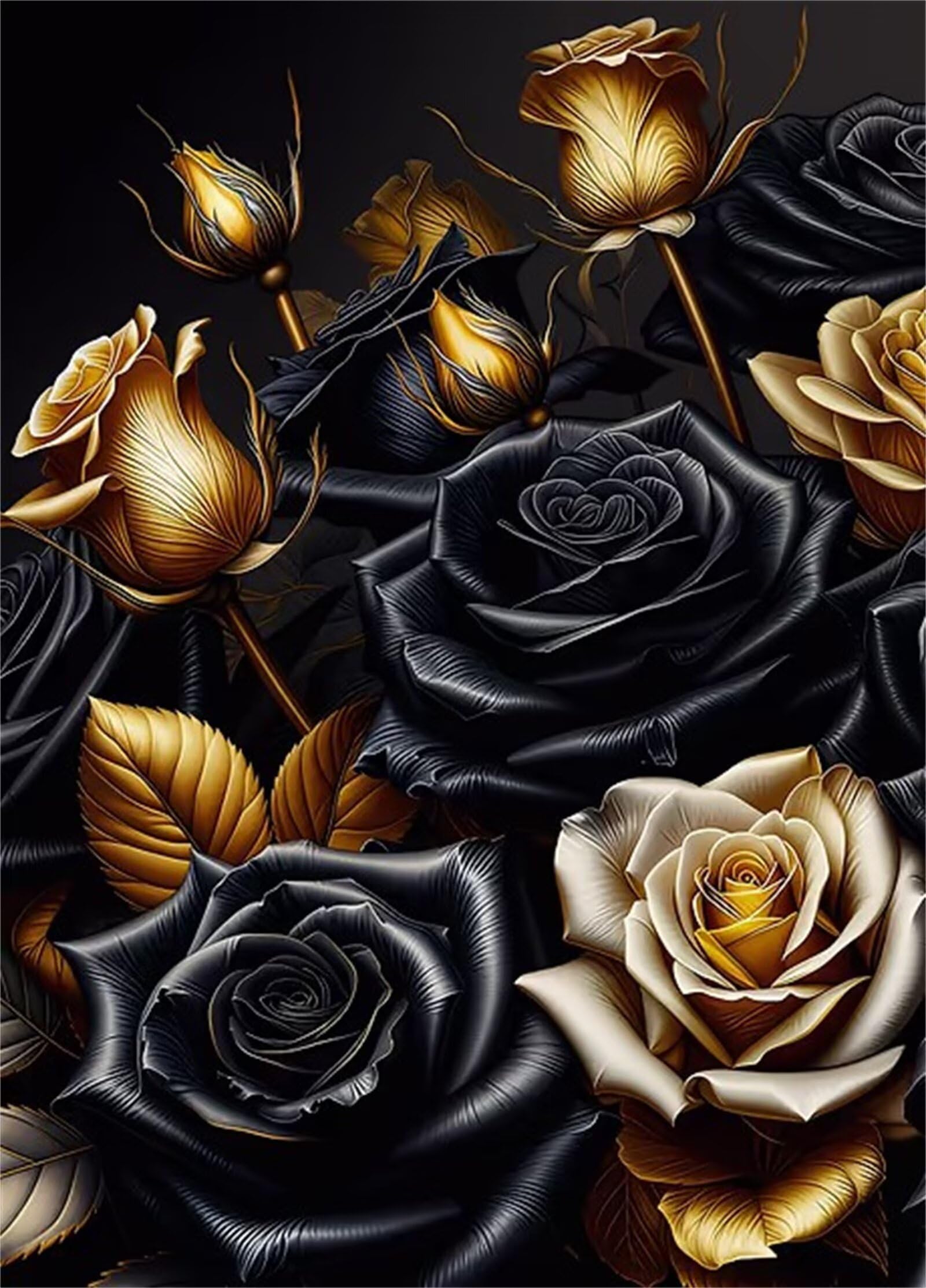 Puzzle 3000 Pezzi per Adulti,Puzzles Artistico,Rose nere dorate puzzle Fai da te Intrattenimento Creativo, puzzles Classico Regali per la casa