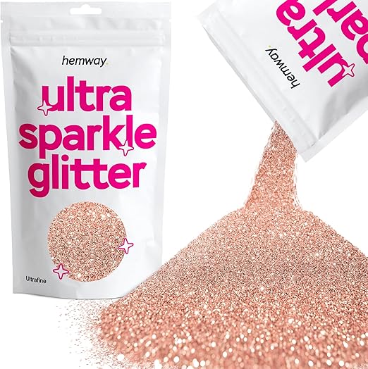 Hemway Premium Ultra Sparkle Glitter Multi Purpose Metallic Flake for Nail Art, Cosmetic Graded, Makeup, Festival, Party, Hair, Body and Eyes 100g / 3.5oz - Rose Gold