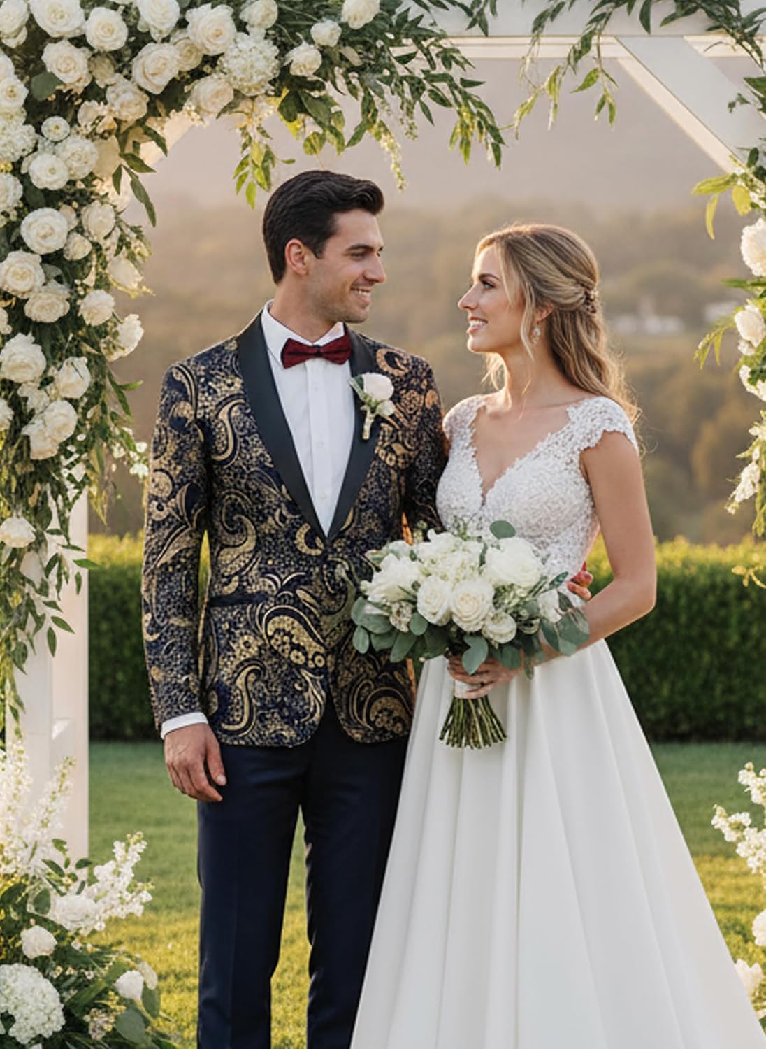 COOFANDY Men's Floral Tuxedo Jacket Luxury Embroidered Wedding Blazer Dress Suit for Party Dinner - Image 5