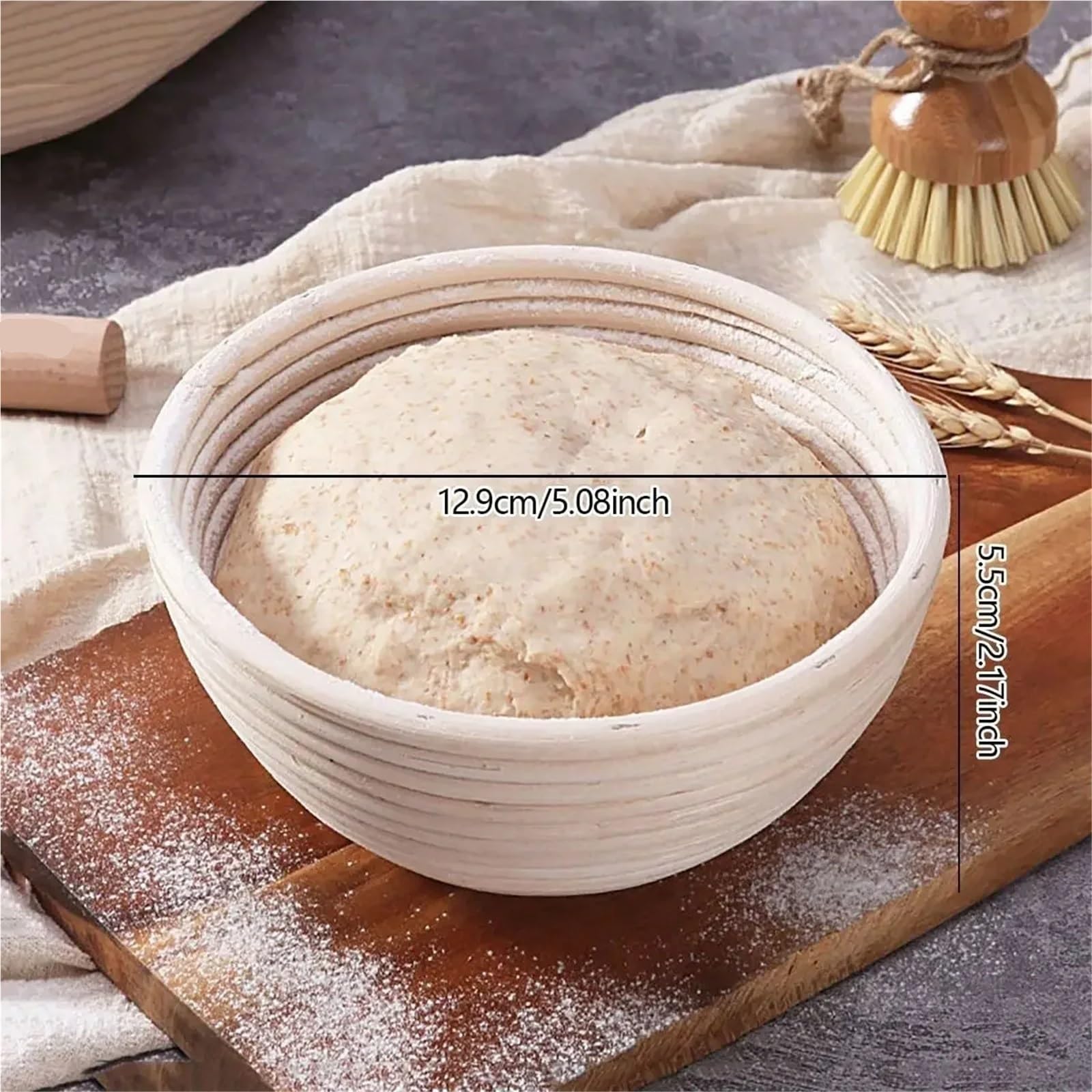 Cesta de fermentación masa, cestas a prueba pan, cesta mimbre Natural for panaderos caseros, 1 ud Para Pan