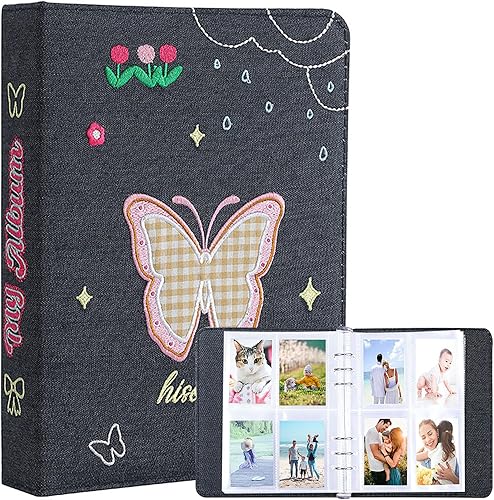 Carpeta A5 Kpop Photocard Álbum con 20 fundas interiores de 3 pulgadas para álbum de fotos en hojas sueltas rellenables 6 anillos de tela de