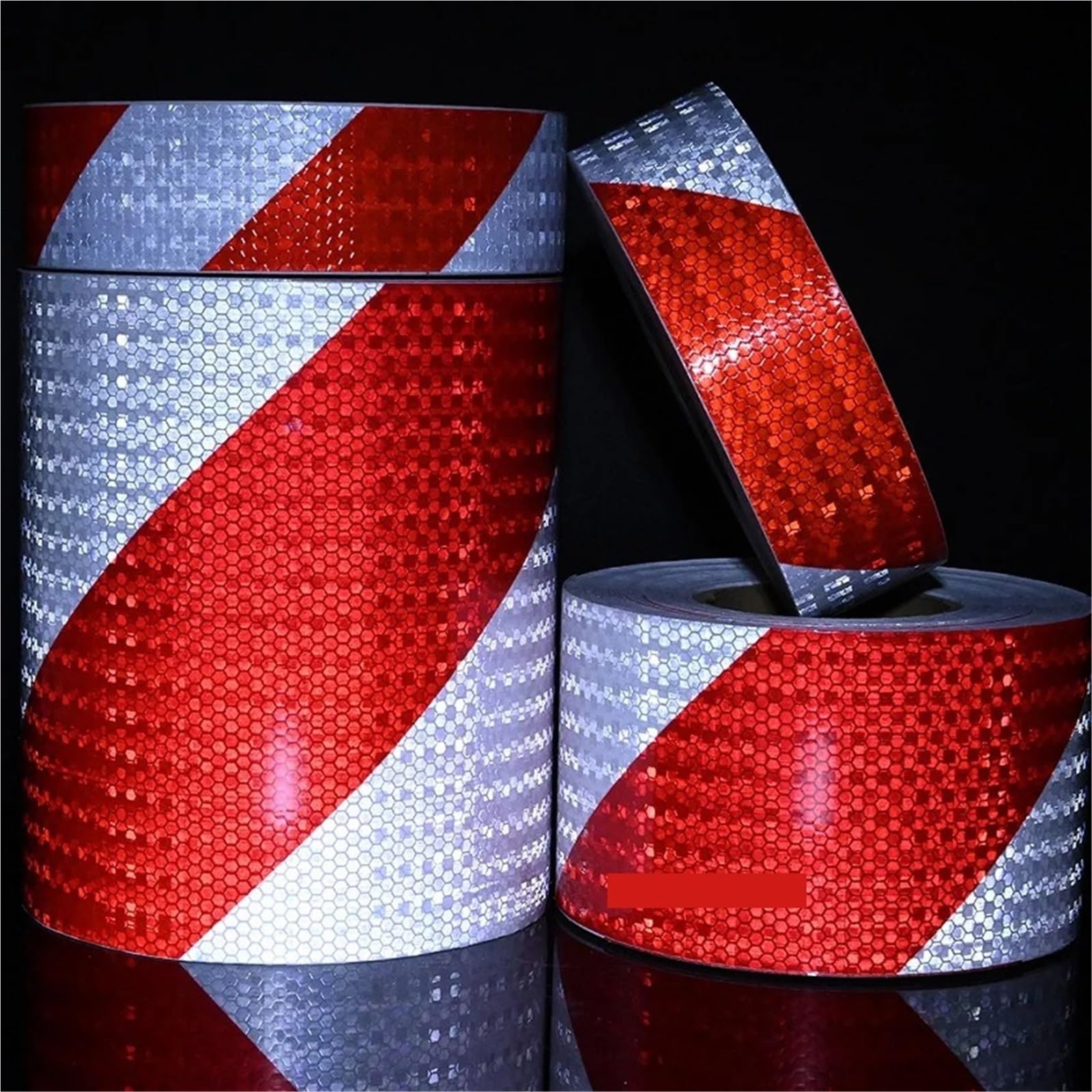 Cinta reflectante Cinta reflectante de sarga blanca y roja 5-20 cm x 5 M izquierda derecha impermeable for coche(Red-White-20cm-R)