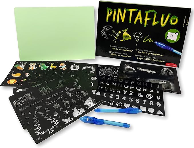 PINTAFLUO Pizarra Mágica Infantil con Luz, Doble Cara y Accesorios