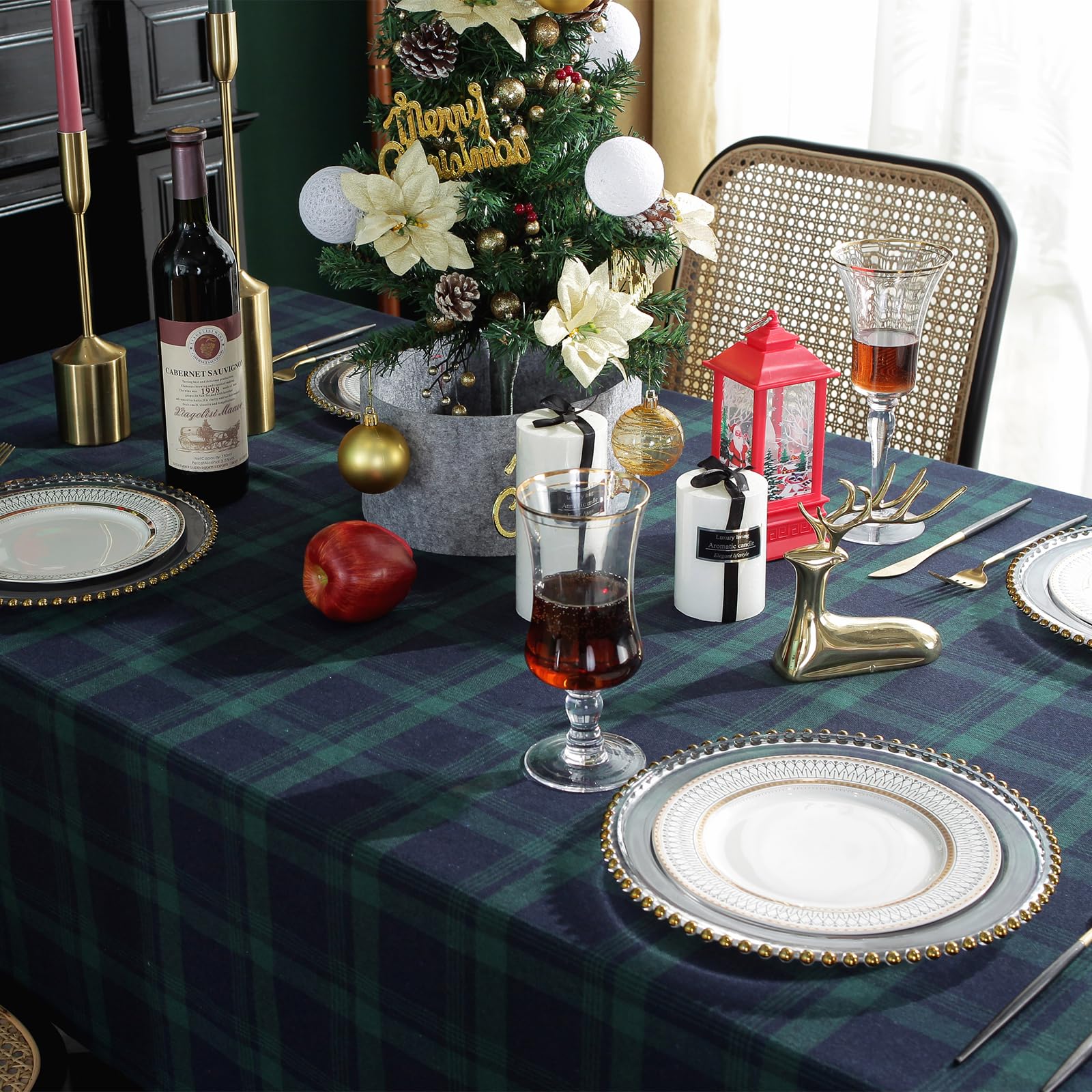 ZIQINPSQ Nappe de table rectangulaire vichy bleu et vert pour toutes les décorations de mariage, anniversaire, Noël, fête quotidienne, 140 cm x 300 cm