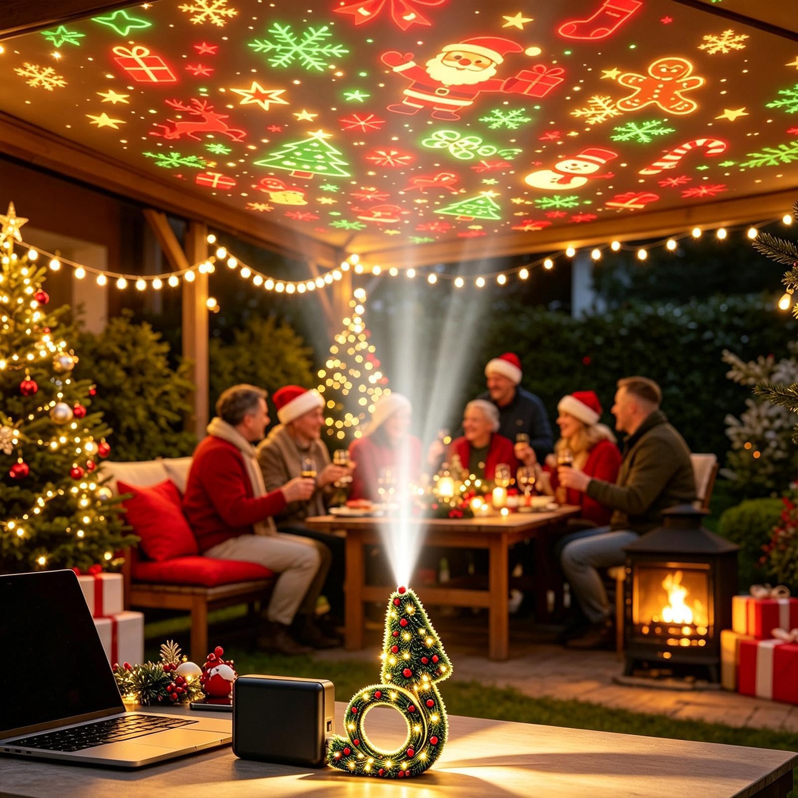 Christmas Projector Indoor with 6 Festive Scenes Christmas Tree Design