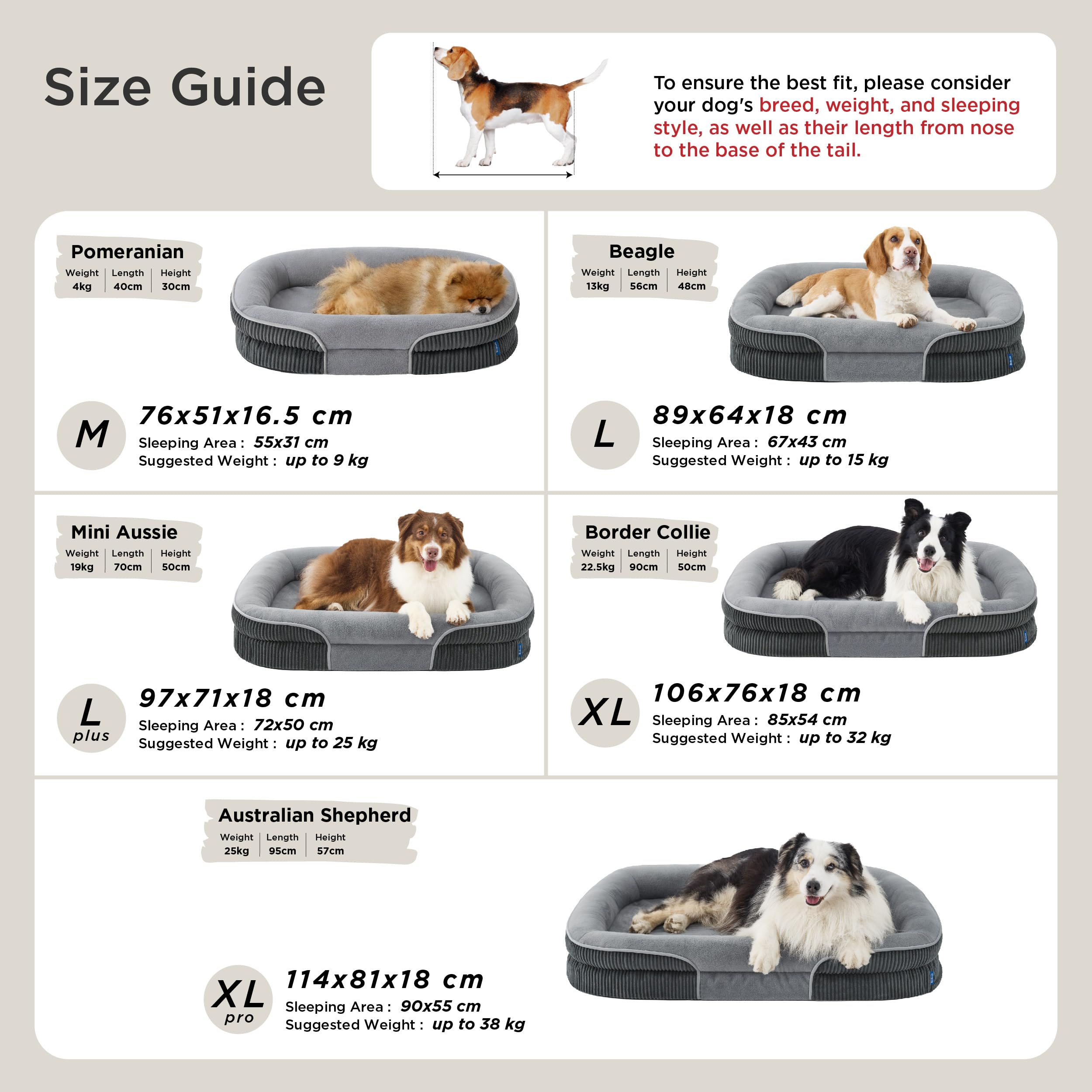 Bedsure Cama ortopédica para Perros Grandes, 97x71x18cm, Gris | 360° sofá-cama ovalado con borde elevado para perros mayores, funda impermeable y lavable, de felpa ultra suave