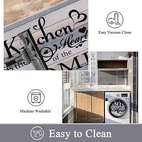 Miniatura 5 de Vaukki Juego de 3 tapetes de cocina bohemios, lavables para piso, tapete de cocina suave antideslizante para cocina, cuarto de servicio y pasillo