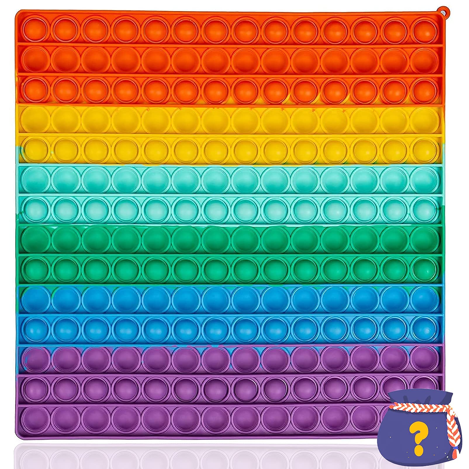 NC Huge Rainbow 256 Bubbles Push Pop It Jumbo Fidget Toy (Big Size 11.8in)