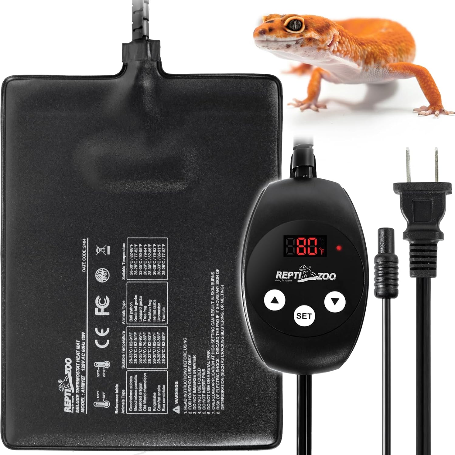 Leopard Gecko Heat Mat With Thermostat REPTI ZOO 2-in-1 Reptile