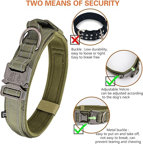 Miniatura 57 de KCUCOP - Collar táctico para perro, collar militar para perro, collares para perro Tactipup, ajustable, hebilla de metal resistente para perros M, L