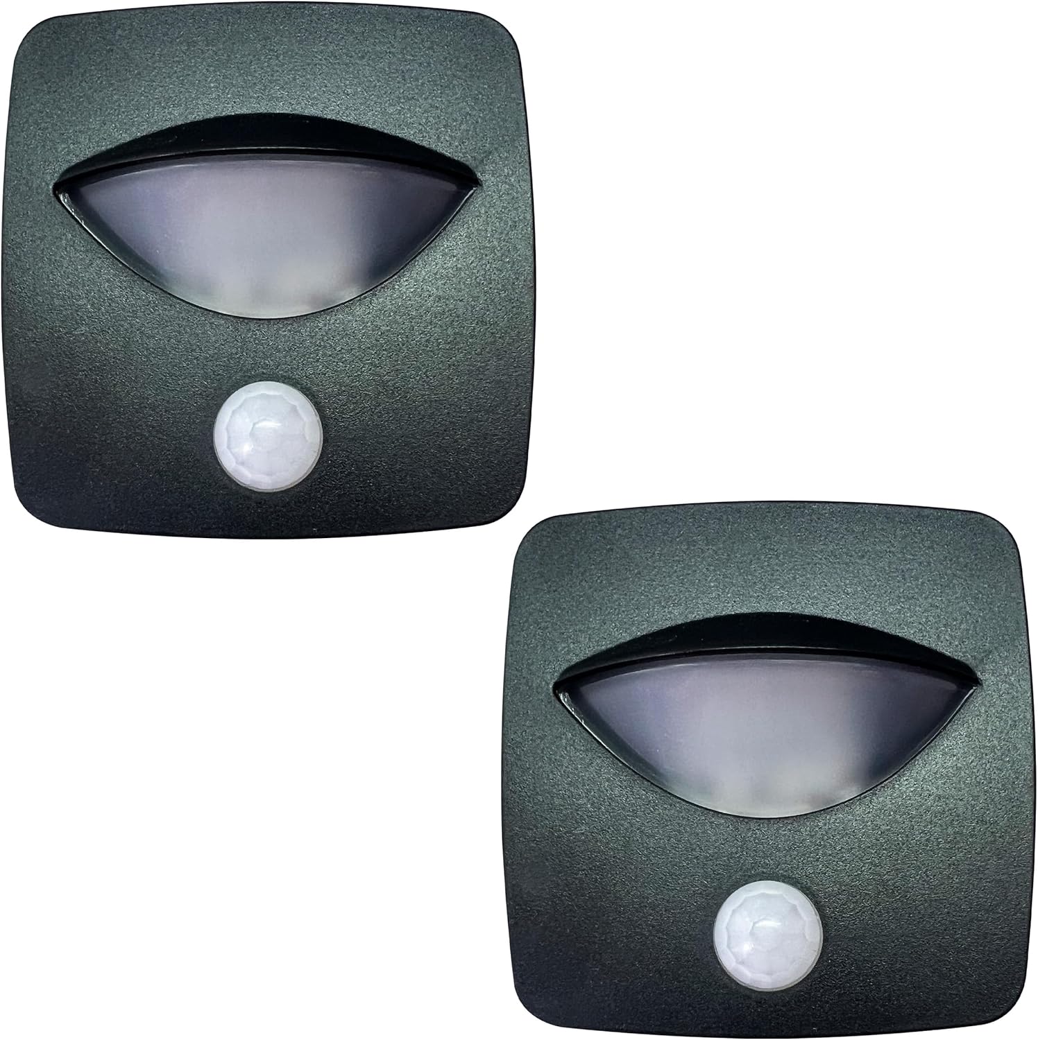 Command Electronics 12V LED Motion Activated Step Light – Surface Mount Security Light & Motion Detector – Clear Lens – OEM RV, Camper, Bus, Truck, & Trailer – 2.5"x2.5"x1" – Black Frame 2-Pack