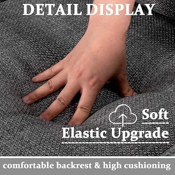 2 Seater Sofa with Storage Ottoman, Square Arms, Light Grey Fabric