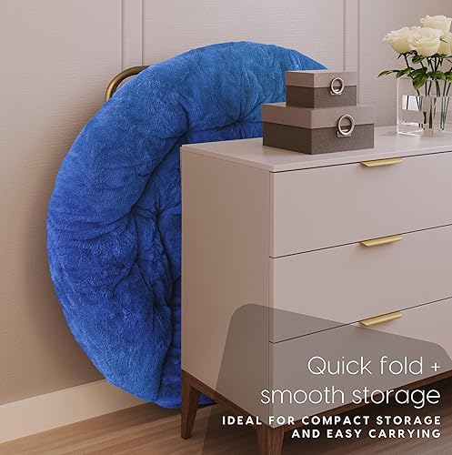 Miniatura 84 de Milliard - Silla acogedora con diseño de platillo, de pelo sintético, para dormitorio, tamaño extragrande (color blanco) Beige,Negro -,Negro +