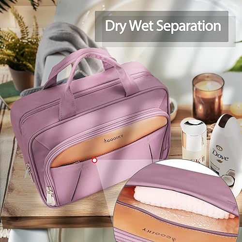 Miniatura 2 de COOSKY Neceser de viaje para mujeres y hombres, con compartimento organizador de joyas y bolsillo impermeable, accesorios de maquillaje colgantes,