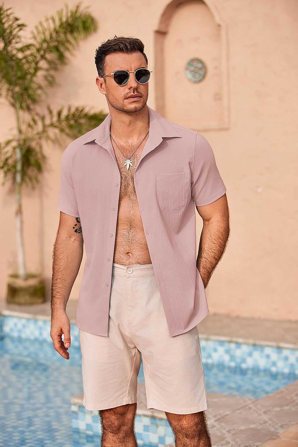 COOFANDY Mens Casual Button Down Shirts Short Sleeve Summer Beach Vacation Shirts - Image 3