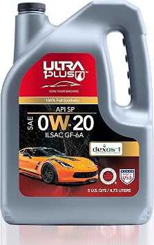 ULTRA 1PLUS SAE 0W-20 Full Synthetic Motor Oil, API SP, ILSAC GF-6A, dexosTM 1 Gen3 - Jug 5 QTS