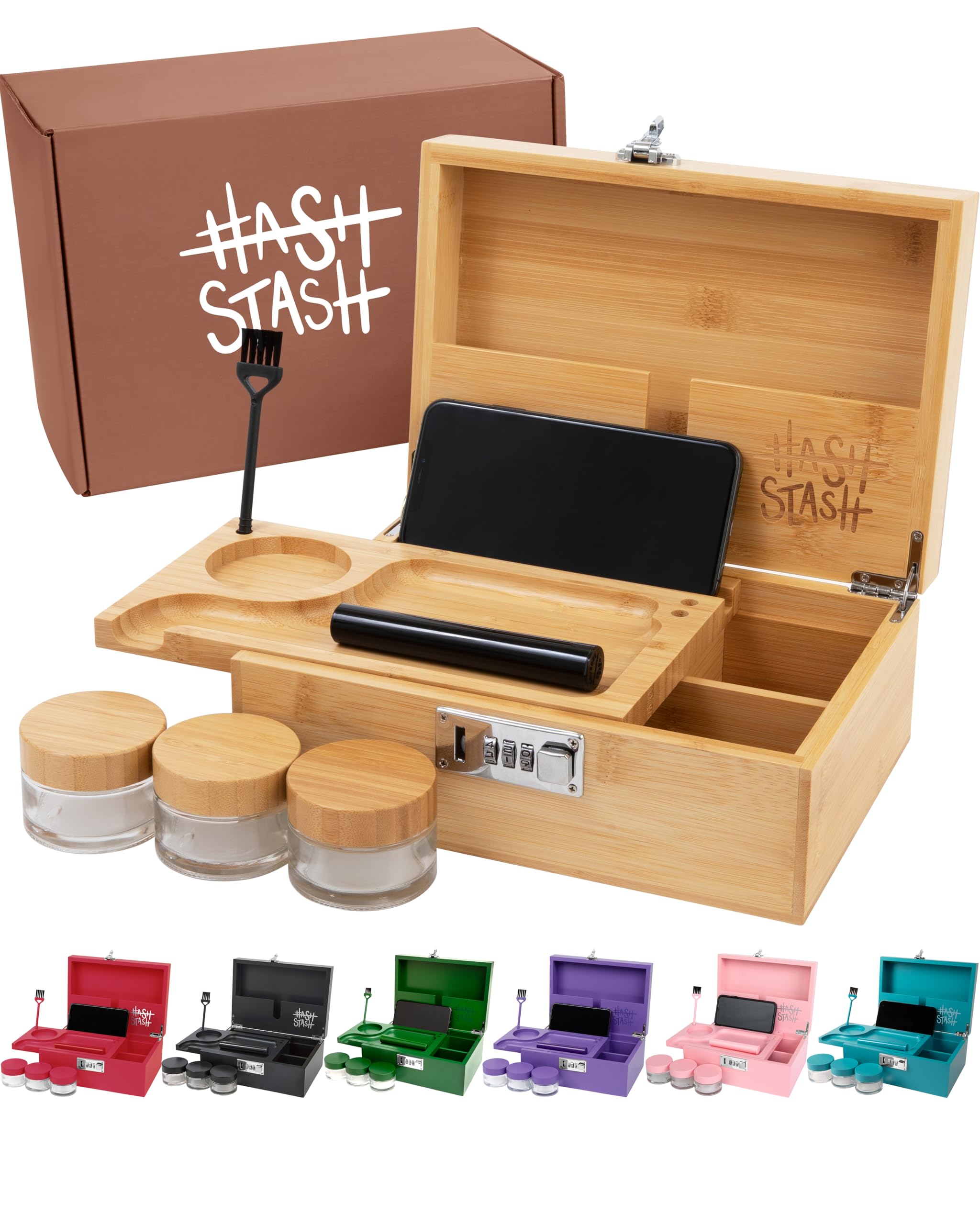 The OG Storage Box, Large Bamboo Box with Combination Lock, Magnetic Lid, Organizer Tray