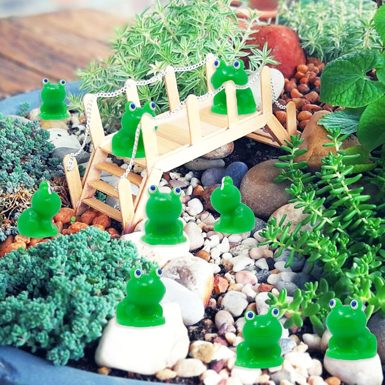 Exasinine 20 Pcs Resin Mini Frogs Green Frog Miniature Figurines Animals Model Fairy Garden Miniature Moss Landscape DIY Terrarium Crafts Ornament Accessories for Home Décor - Image 6