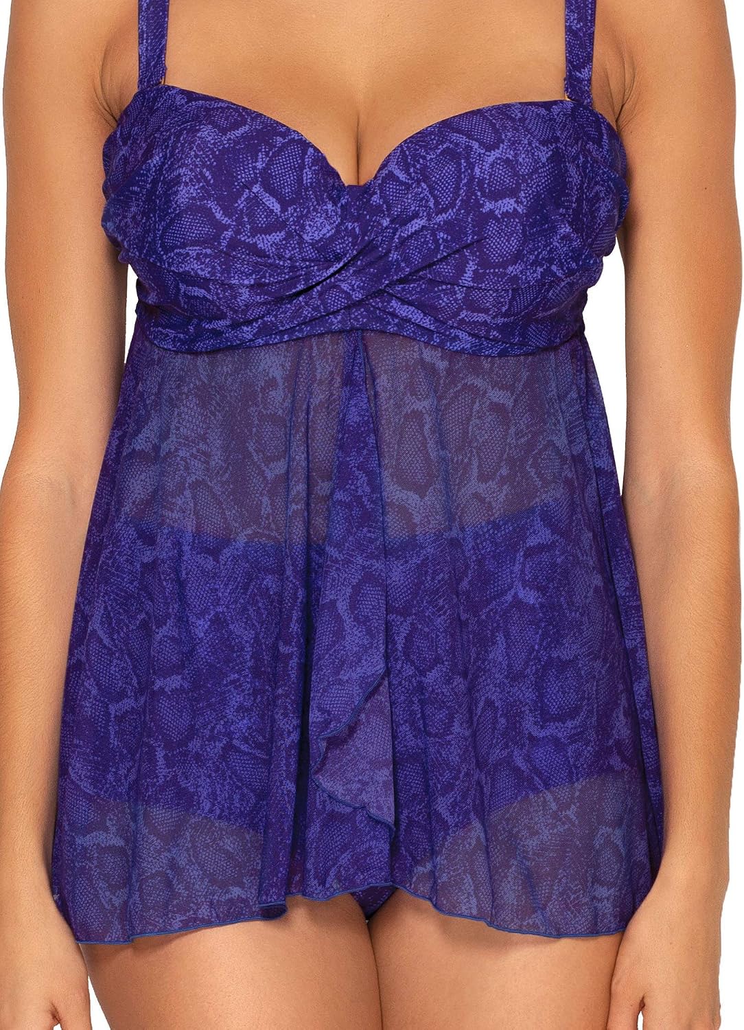 Smart & Sexy Women's Full Busted Ruffle Twist Bandeau Tankini