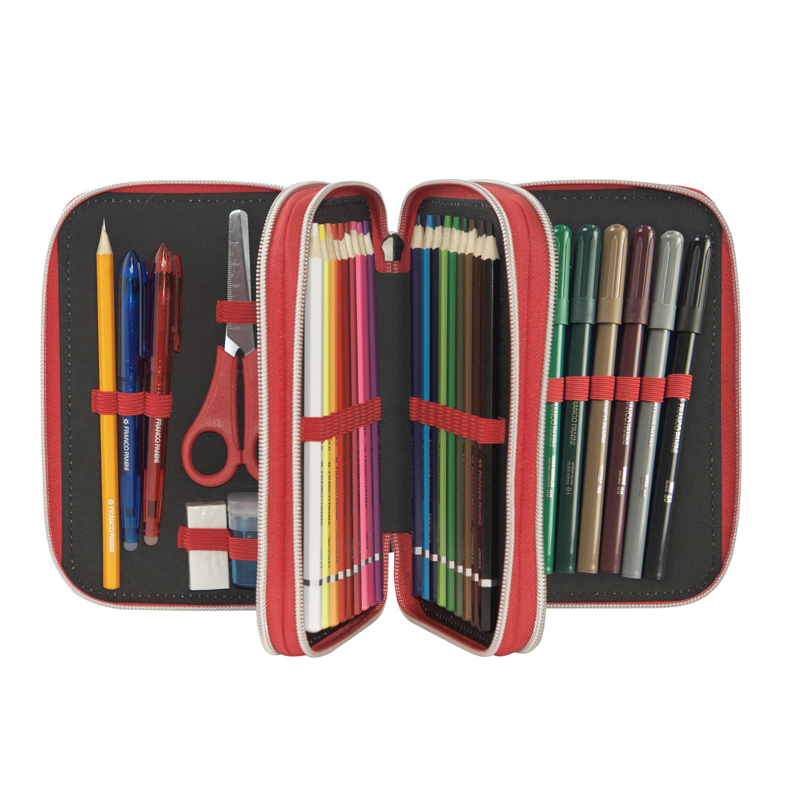 Franco Cosimo Panini One Piece - Trousse Scolaire Officielle One Piece, Trousse 3 Compartiments Enfant et Fille avec Set Papeterie, Stylo effaçable Bleu et Pratique Fermeture à glissière, 20 x 13 x 7