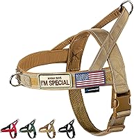 Annchwool No Pull Dog Harness with Padded Handle, Reflective Strips, Escape-Proof Adjustable Fit for Small Medium Large Dogs (Brown, L)