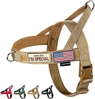 Annchwool No Pull Dog Harness with Padded Handle, Reflective Strips, Escape-Proof Adjustable Fit for Small Medium Large Dogs (Brown, L)