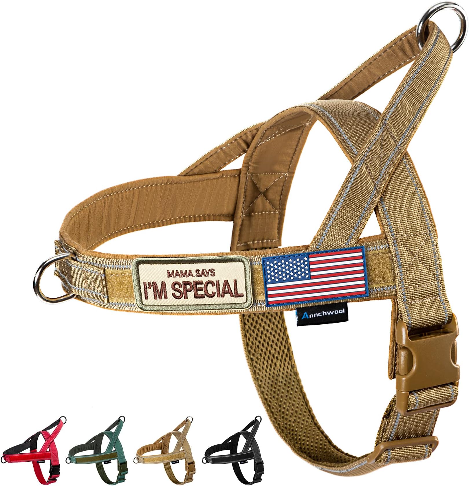 No Pull Dog Harness with Soft Padded Handle,Reflective Strip Escape Proof and Quick Fit to Adjust Dog Harness,Easy for Training Walking for Small & Medium and Large Dogs(Brown,XL)