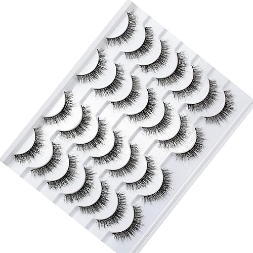 Miniatura 516 de Pooplunch Pestañas postizas de pelo de visón sintético, estilo de ojo de gato, paquete de pestañas postizas naturales esponjosas, paquete múltiple