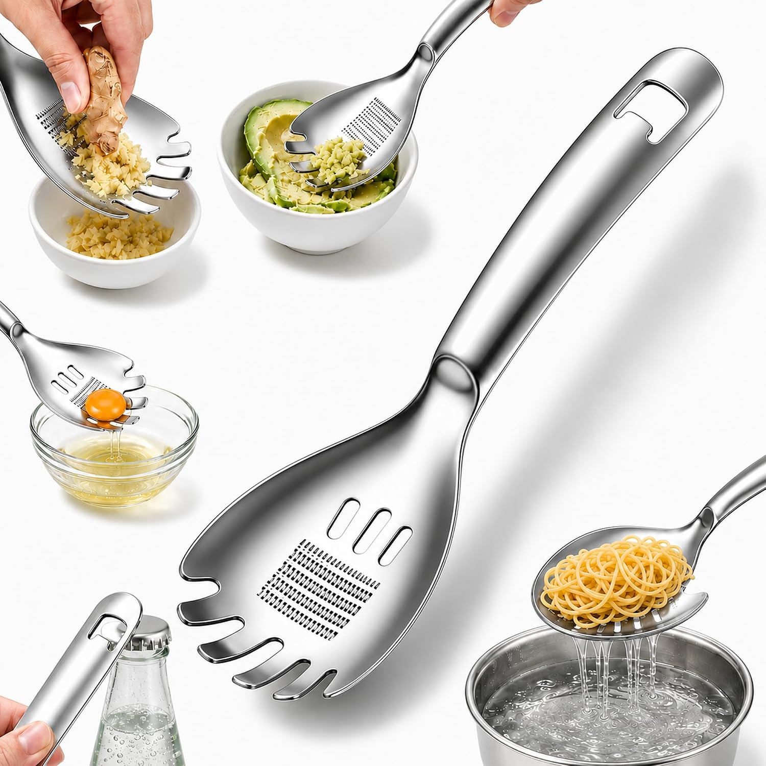 5-in-1 Stainless Steel Cooking Spoon, Multifunction Kitchen Tool
