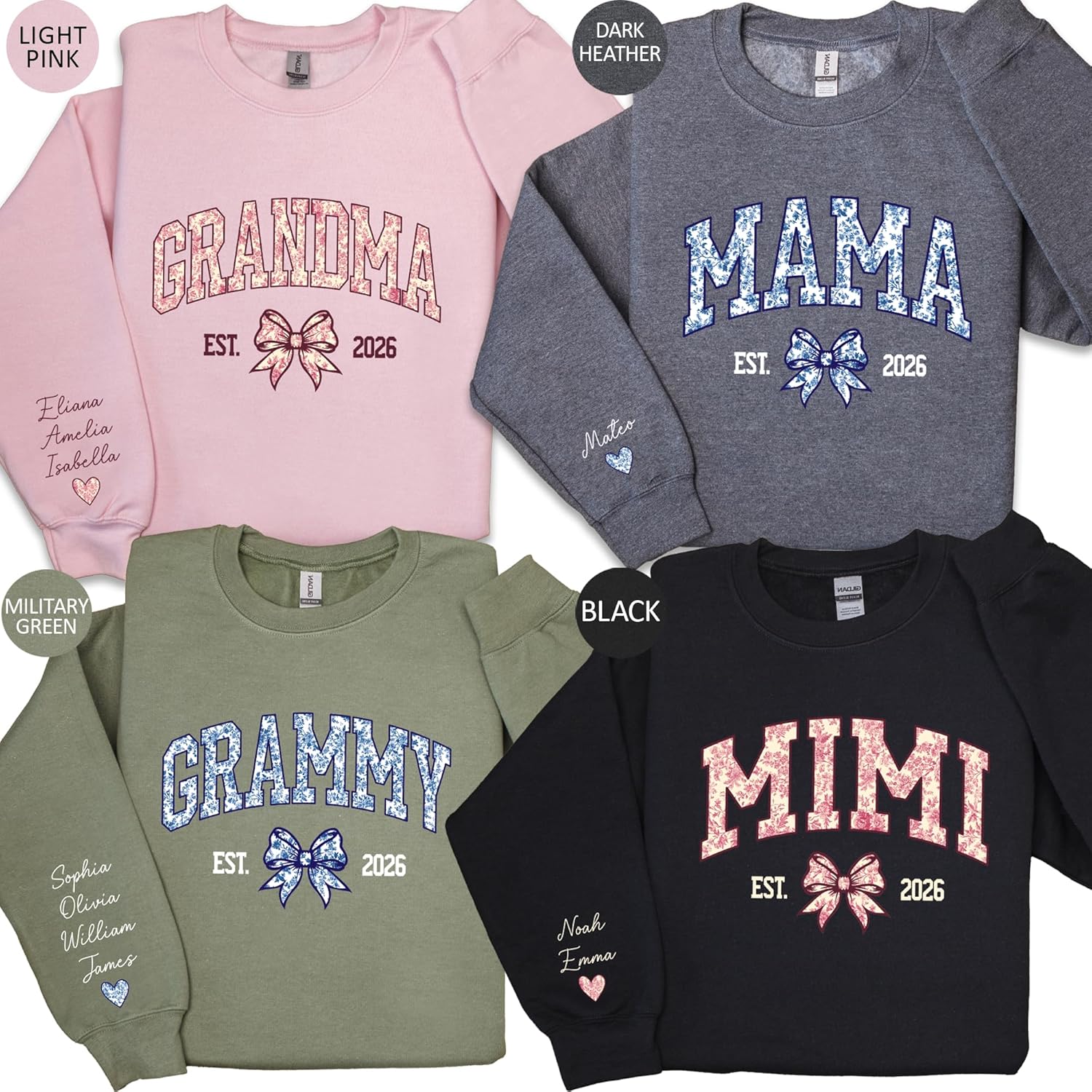 coreus Custom Floral Mama Sweatshirt for Women Personalized New Mom to be Gift for Mothers Day Mimi Crewneck Nana Sweater Gigi Hoodie Multi - Image 3