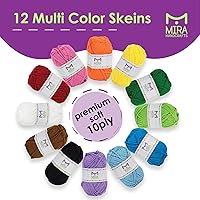 Vista 2 de Mira Handcrafts - Kit de 12 madejas de hilo acrílico para principiantes, varios colores, 1.76 oz (50 g) cada madeja y 7 libros electrónicos