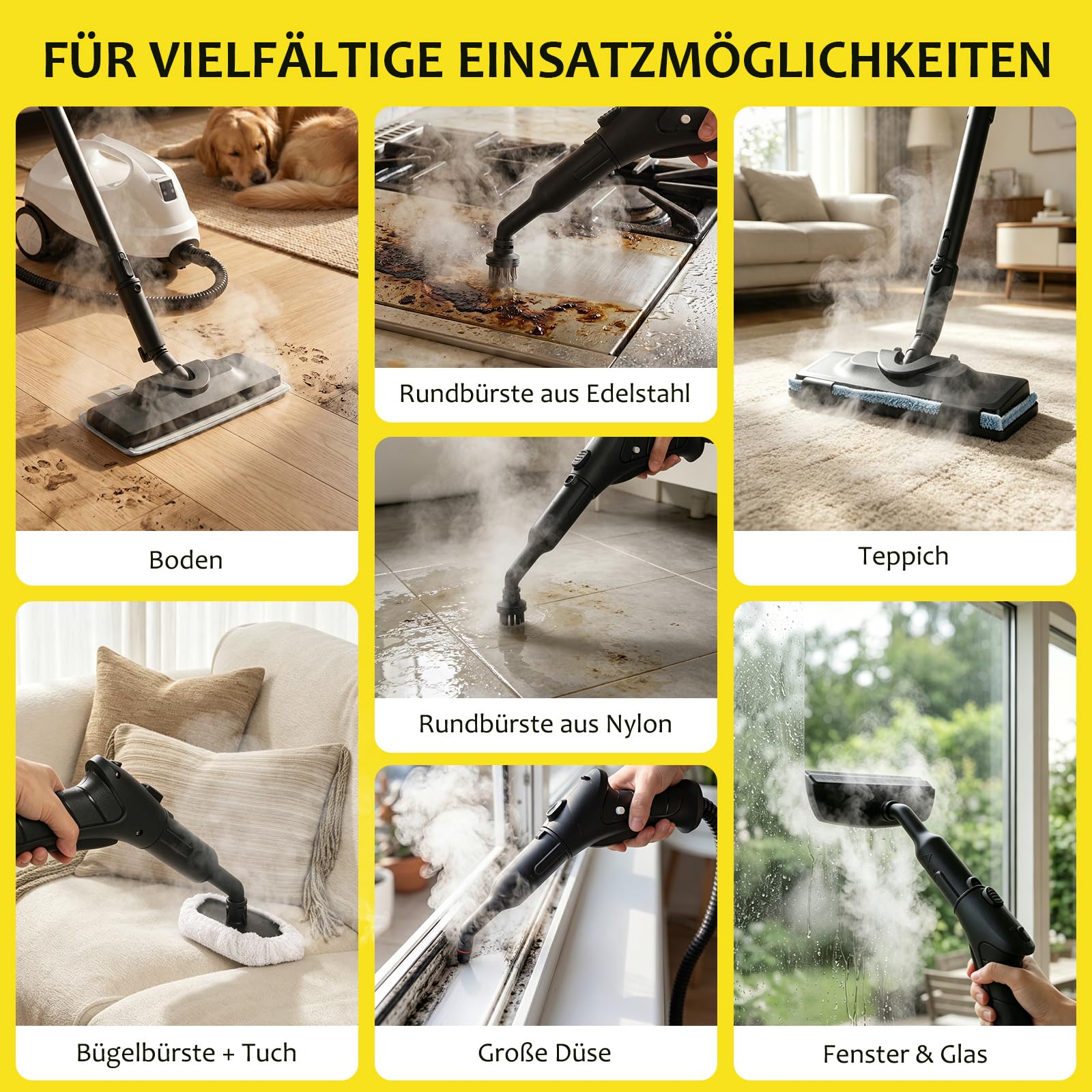 Dampfreiniger, tragbarer Dampfreiniger für den Haushalt, 120 °C Hochtemperaturdampf mit 20 Zubehörteilen, ideal für Böden, Sofas, Fenster, Möbel und Küche
