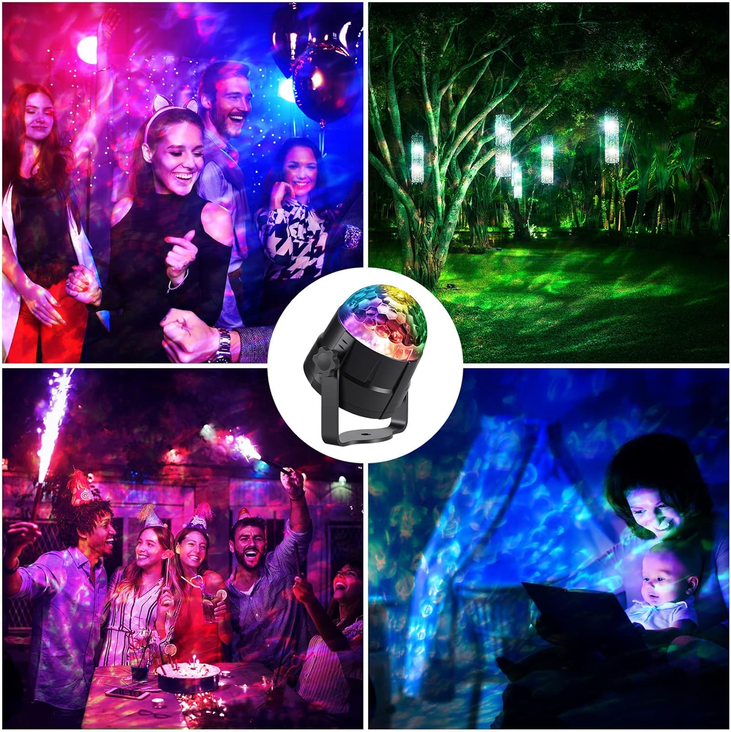 Preboun 3 Pcs Water Light Projector Ocean Wave Light Outdoor Water Effect Night Projector, 15 Colors LED Waterproof with Remote for Halloween Wedding Party Landscape Wall Tree Decoration(Water Wave)