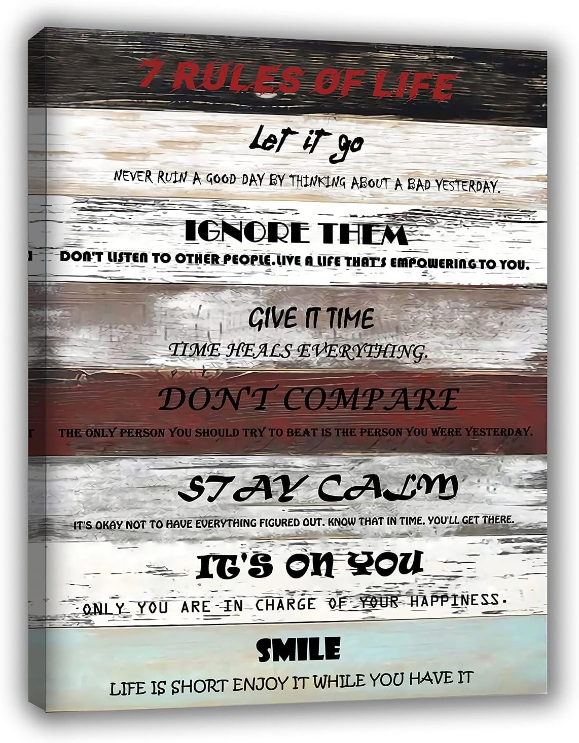 Buy Framed 7 Rules Of Life Canvas Wall Art 12x16 Inches 30x40 Cm Inspirational Quotes Wall Decor Motivational Motto Wall Art For Bedroom Living Room Gym Office Dormitory Ready To Hang Online