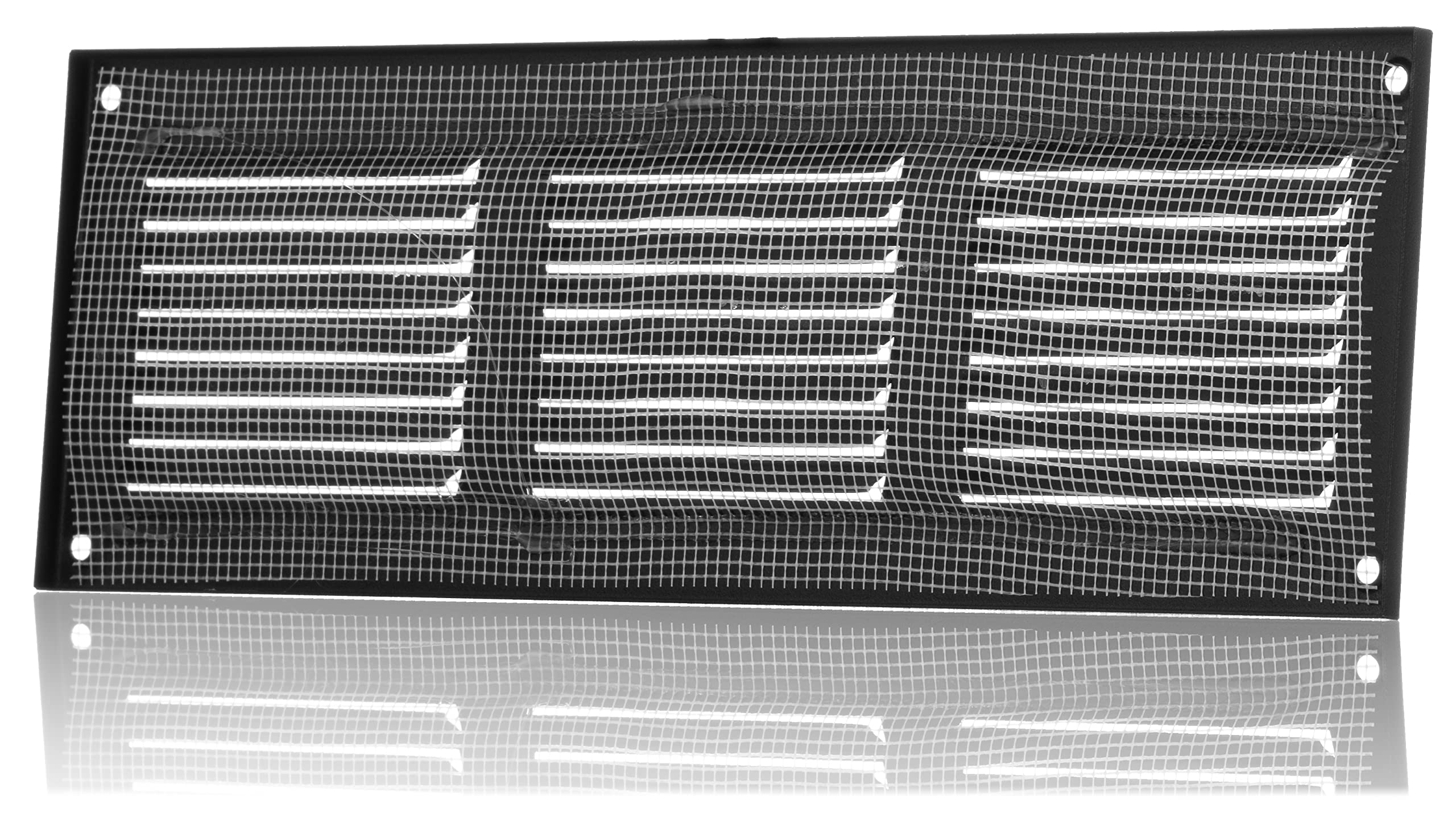 Liveinu Lüftungsgitter 50x800mm Schwarz – Mit Insektenschutz, Verstellbaren Dämpfern Für Decke/Wand/Boden
