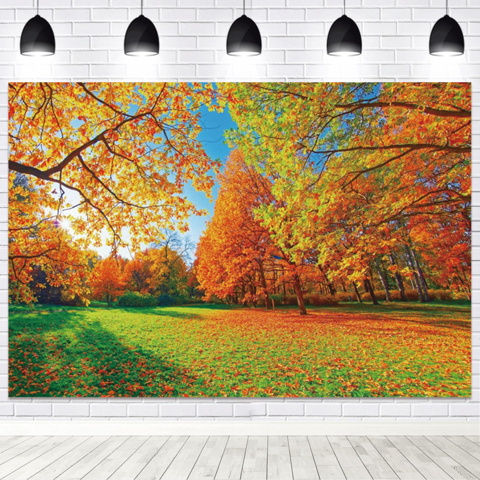 Yeele 5x3ft Autumn Scenery Backdrop Golden Fallen Leaves Fall Festival Natural Landscape Photography Background for Party Decor Banner Vinyl Portrait