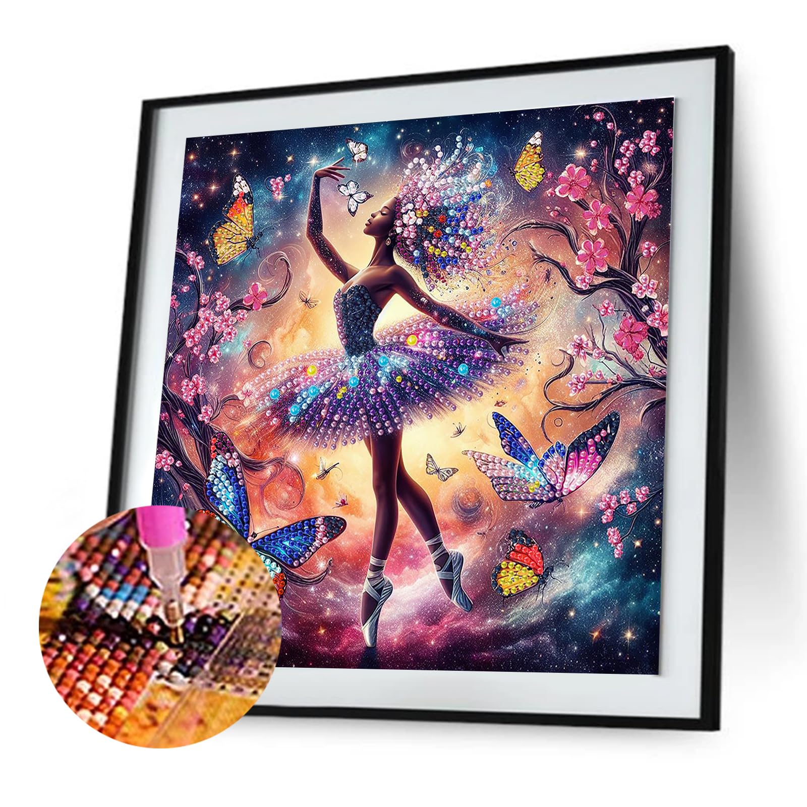 Butterfly Dance Girl Special Shaped 5D DIY Partial Drill Diamond Painting Kits for Adults Beginners Home Decor Diamonds Paintings Gem Art 30x30cm (Butterfly Dance Girl)