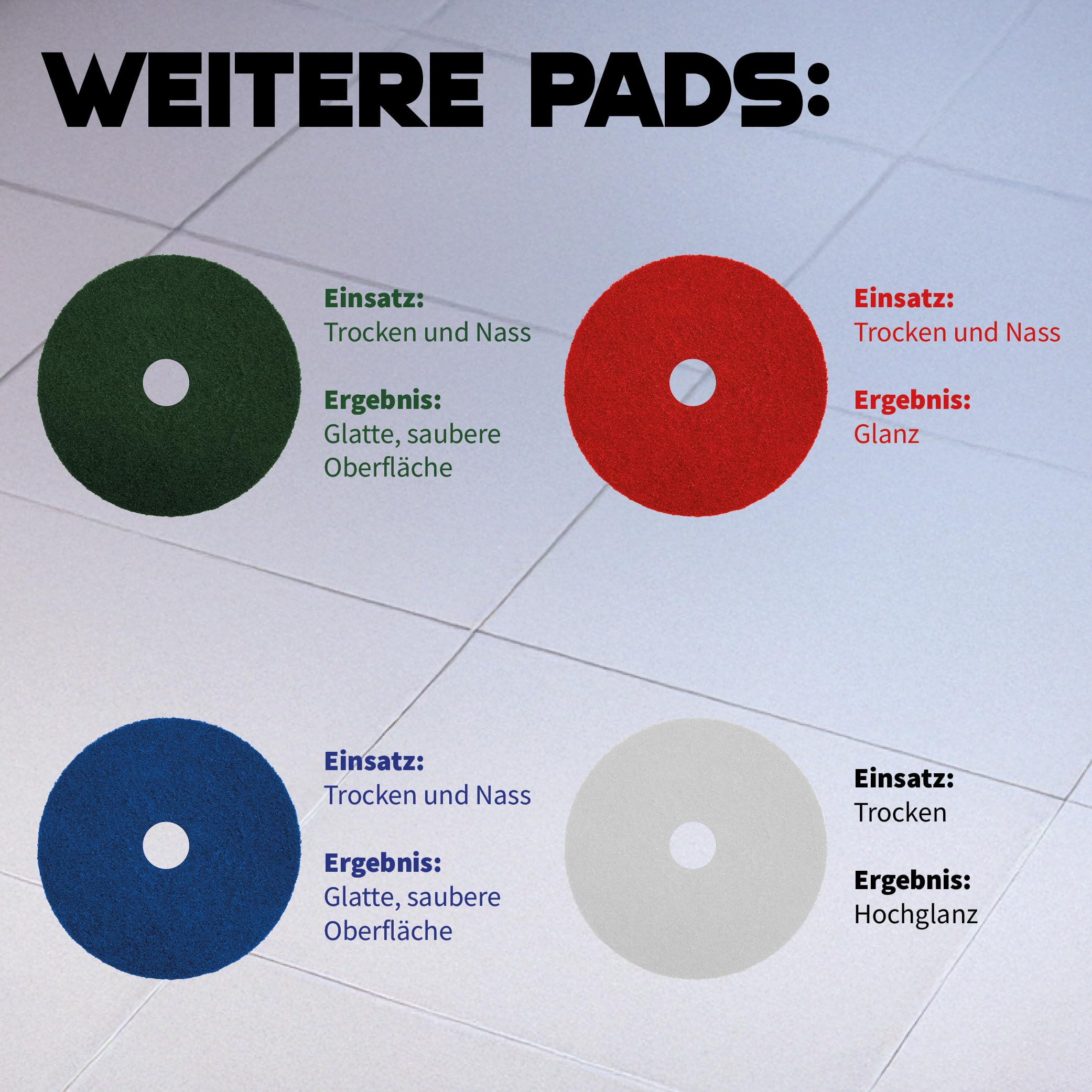 Superpads Maschinenpads aus Polyester 23-25mm - Reinigungspads für Trocken- & Nassanwendung - Hohe Reinigungsleistung für verschiedene Bodenarten (13 Zoll, Schwarz, 5er Set)